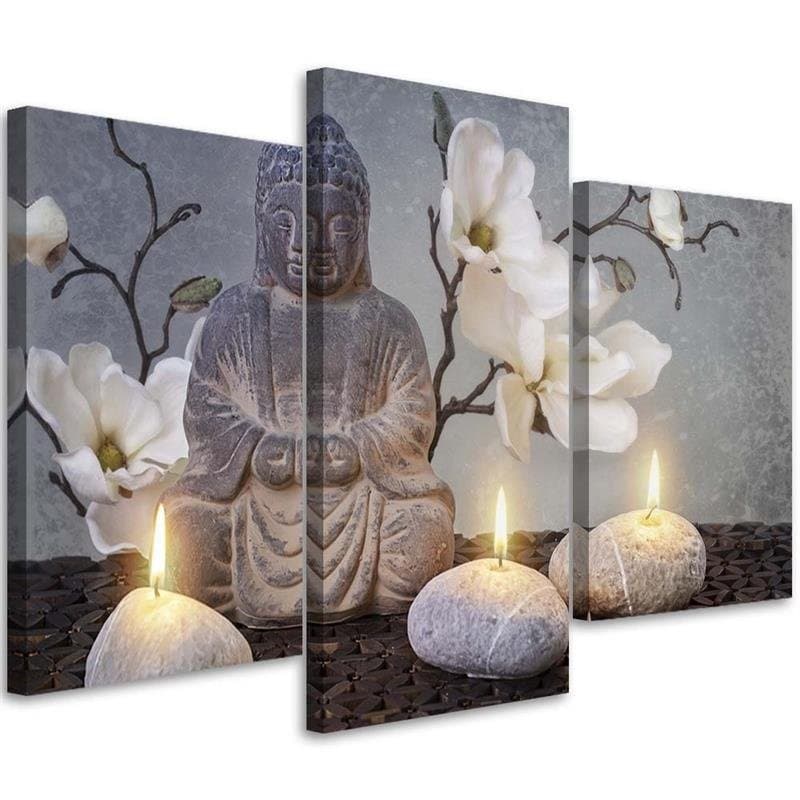 Stampa su tela 3 pezzi, Buddha Orchid Flowers Nature