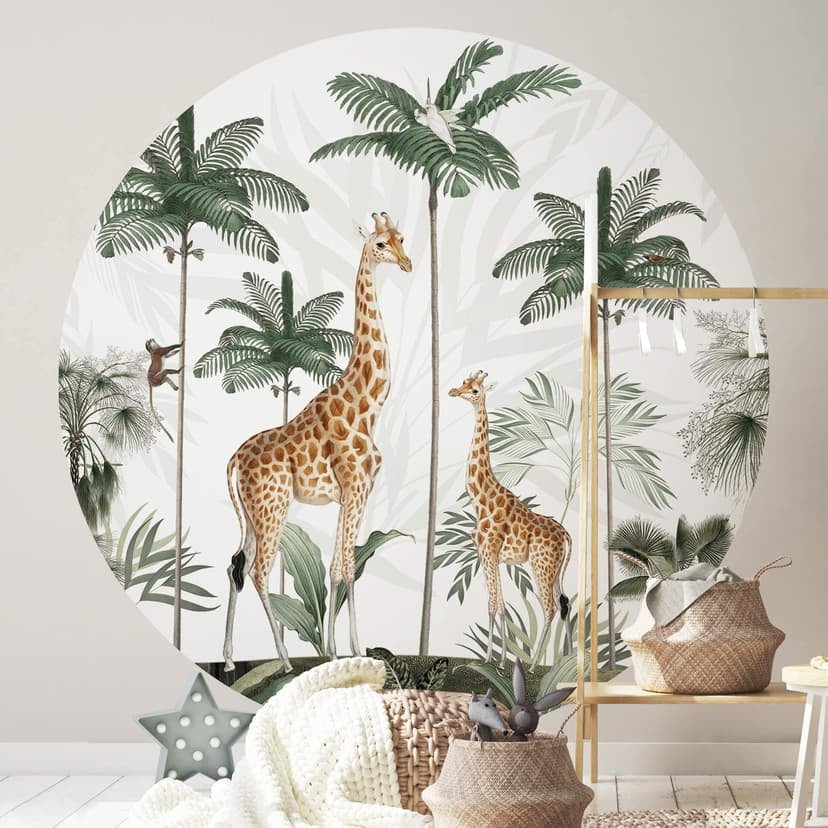 Fotomurale tondo Kikki Belle - Le Giraffe - carta da parati in tessuto non tessuto/carta da parati i