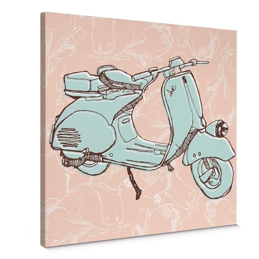 Stampa su tela - Vespa illustrata - quadrato