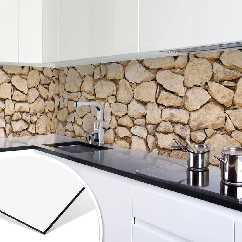 Rivestimento cucina - Alu-Dibond argentato - Muro 01