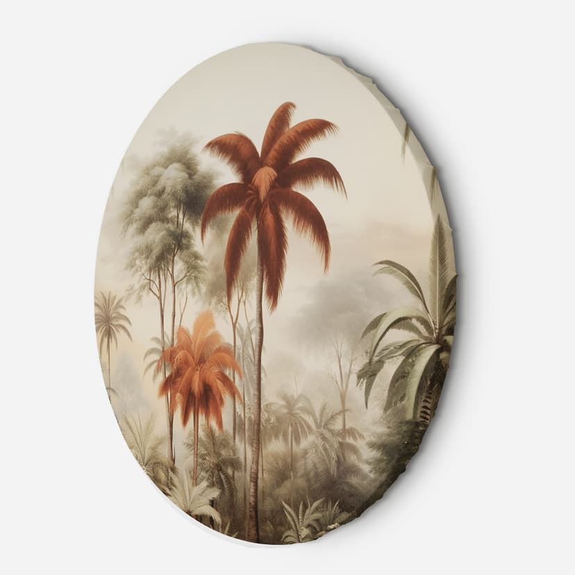 Quadro su tela rotonda palme nella giungla