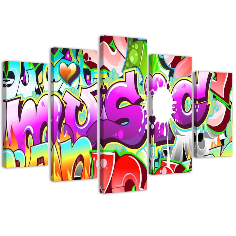 Stampa su tela 5 pezzi Graffiti astratti Musica