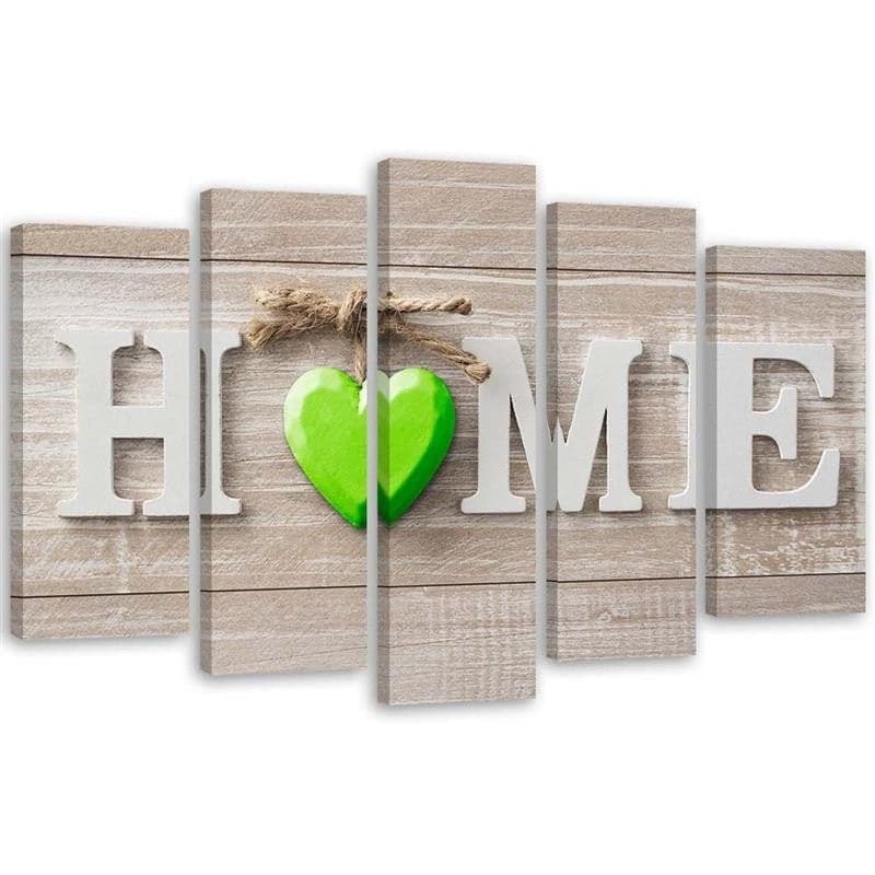Stampa su tela 5 pezzi Home Heart Shabby Green