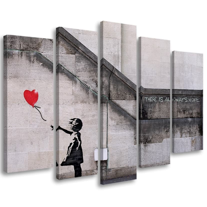 Stampa su tela 5 pezzi, Banksy Balloon Girl