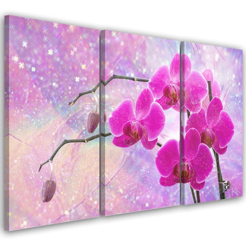 Stampa su tela 3 pezzi Astrazione essenziale dell'orchidea