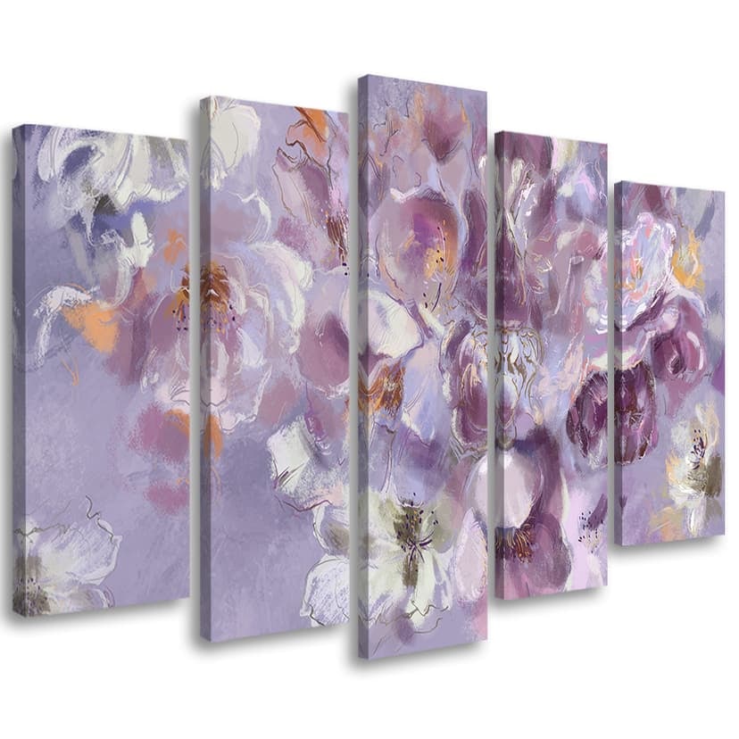 Stampa su tela 5 pezzi, fiore di iris
