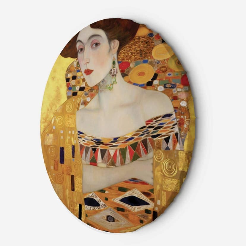 Foto su tela rotonda - Ritratto di donna in oro - G. Klimt