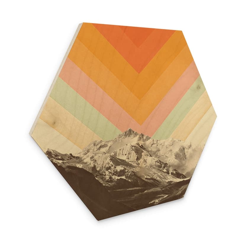 Esagono in legno Bodart - Retro Mountain Landscape