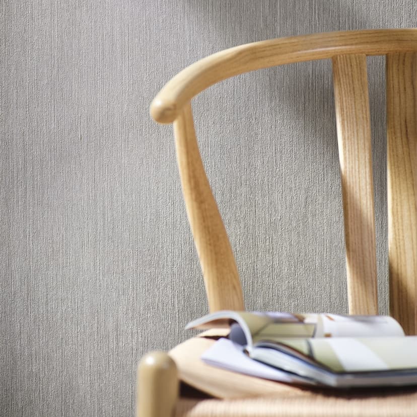 Carta da parati in tessuto non tessuto con linee sottili e texture leggera grigio, beige tinta unita