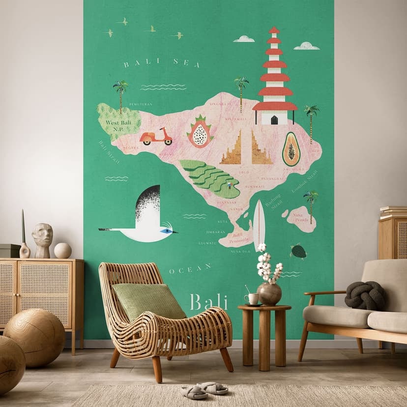 Fotomurale Mappa di Bali - Rivers