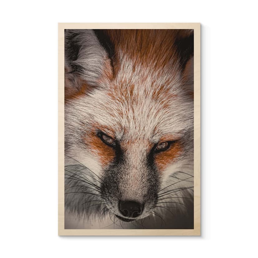 Stampa su legno ritratto animale volpe rossa - Nagi