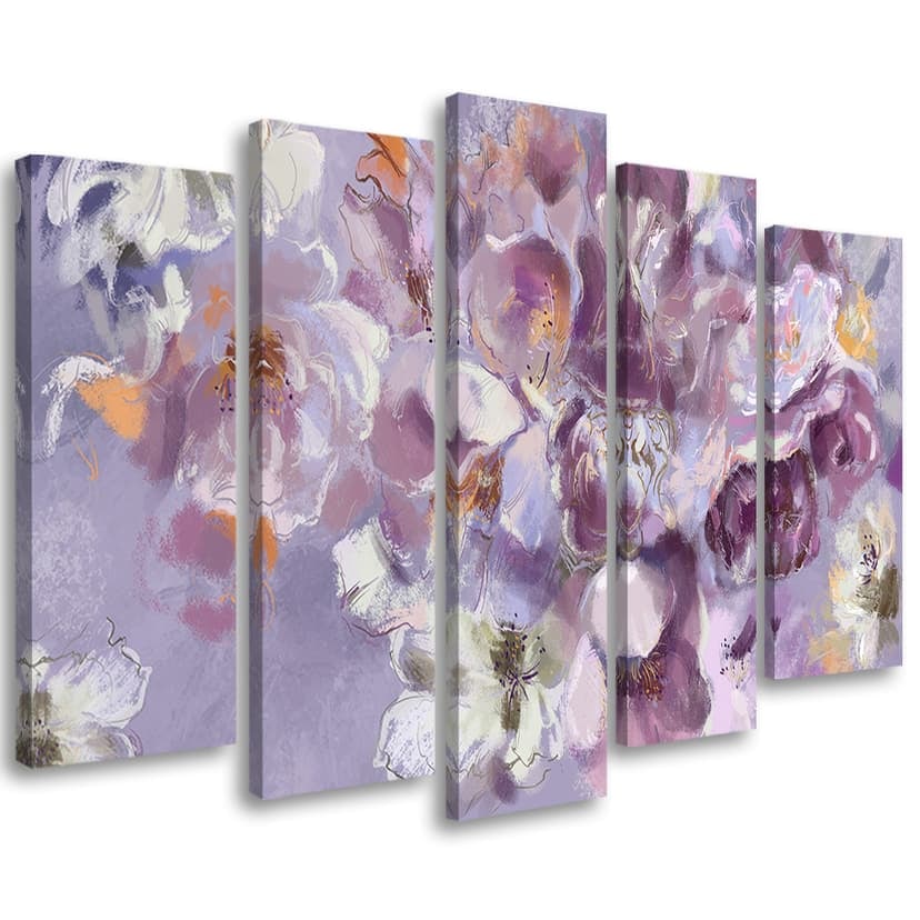 Stampa su tela 5 pezzi, fiore di iris