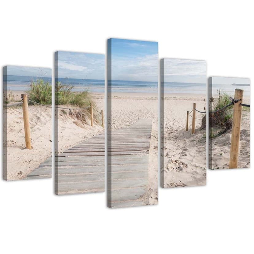 Stampa su tela 5 pezzi, spiaggia mare