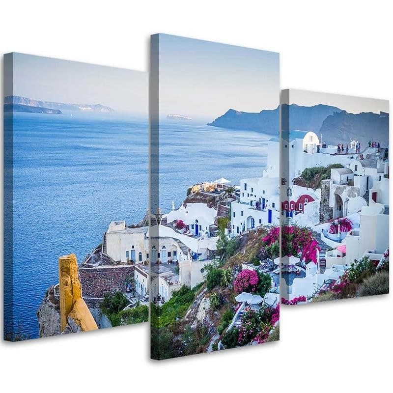 Stampa su tela 3 pezzi, mare di Grecia Santorini