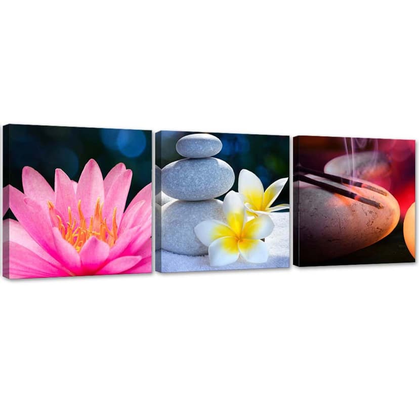 Stampa su tela 3 pezzi Flower Zen Stone