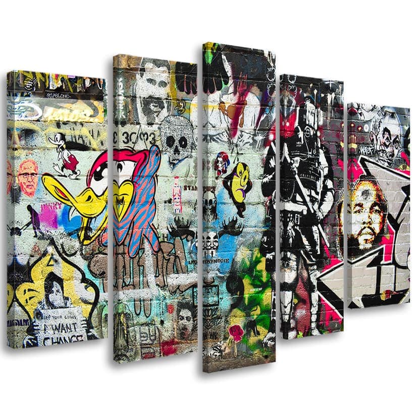 Stampa su tela 5 pezzi Graffiti Street Art