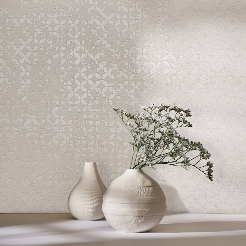 Carta da parati in tessuto non tessuto con stelle stile ornamentale grafica beige