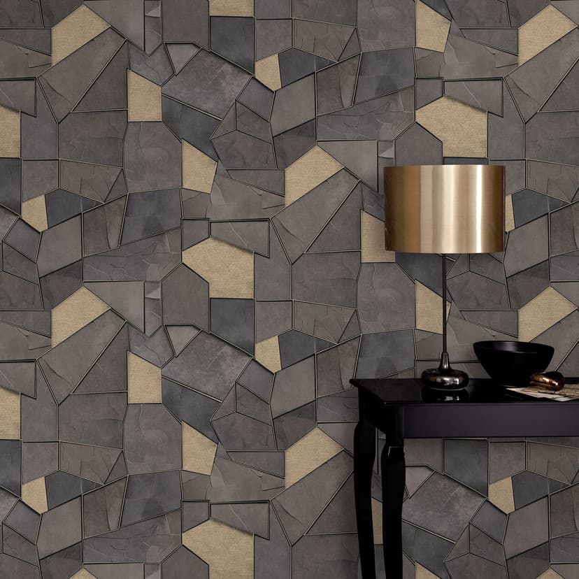 Carta da parati in tessuto non tessuto MOSAIQUE Elle Decoration 4, grigio scuro