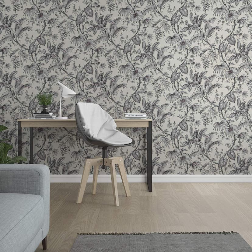 Carta da parati a fiori, tessuto non tessuto Novamur Jackie beige, nero