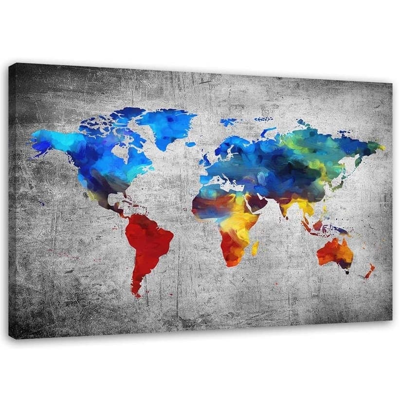 Stampe su tela, Mappa del mondo dipinta sul cemento