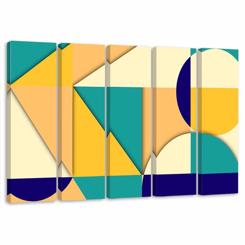 Stampa su tela 5 pezzi, Forme di astrazione geometrica