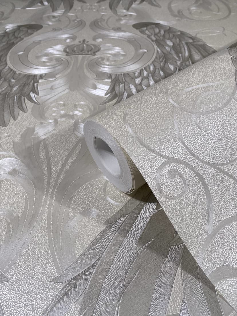 Carta da parati in tessuto non tessuto con ali lucide perlate Ornamental di Harald Glööckler