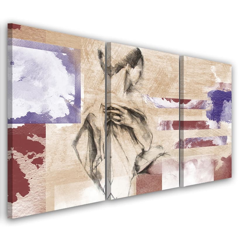 Stampa su tela 3 pezzi Astrazione femminile Beige