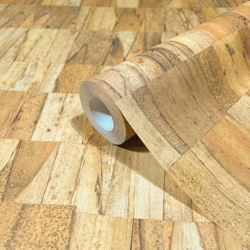 Carta da parati in tessuto non tessuto con venature effetto legno beige