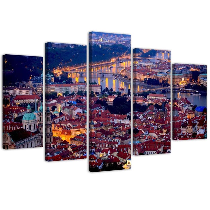 Stampa su tela 5 parti, architettura della città di Praga