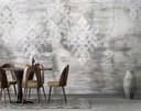 Fotomurale con motivo astratto con motivi ornamentali in grigio beige 2,7 x 2,12 m
