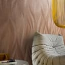 Carta da parati in tessuto non tessuto in look artistico a onde e beige, onda rossa
