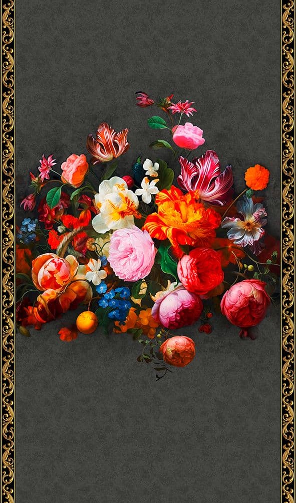 Fotomurale Floral Classic, Romantic opaco in nero 2,70 x 1,59 m