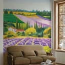Fotomurale paesaggio grafico natura opaco in viola per soggiorno 2,70 x 2,12m