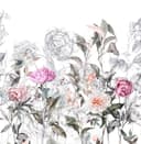 Fotomurale con disegno di fiori d'epoca in grigio rosé 2,7 x 2,65 m