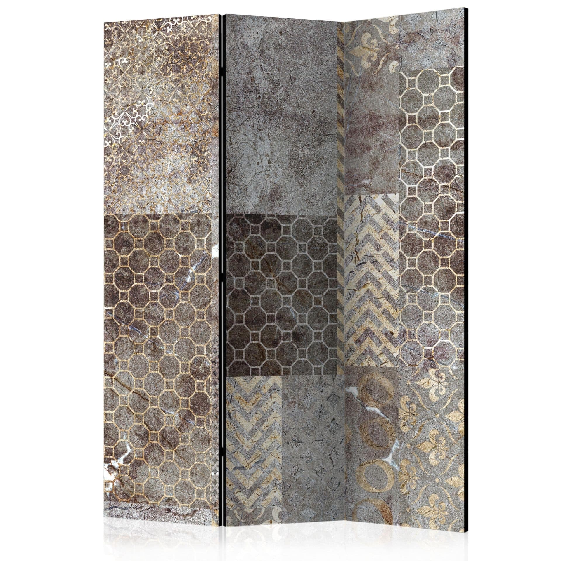 Divisorio per sala - Trame geometriche, 3 pezzi - 135x172 cm