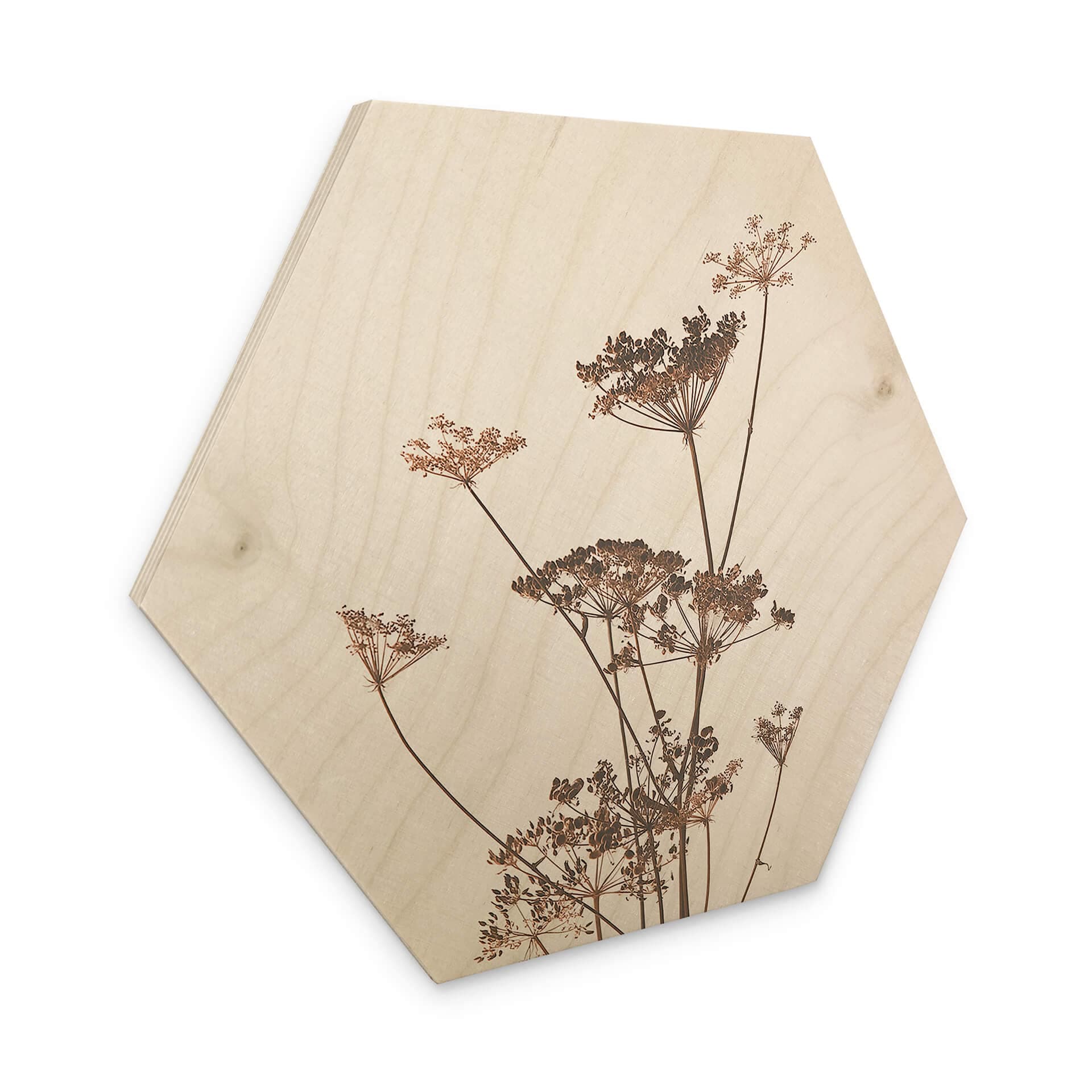 Esagono in legno - Fiori di campo