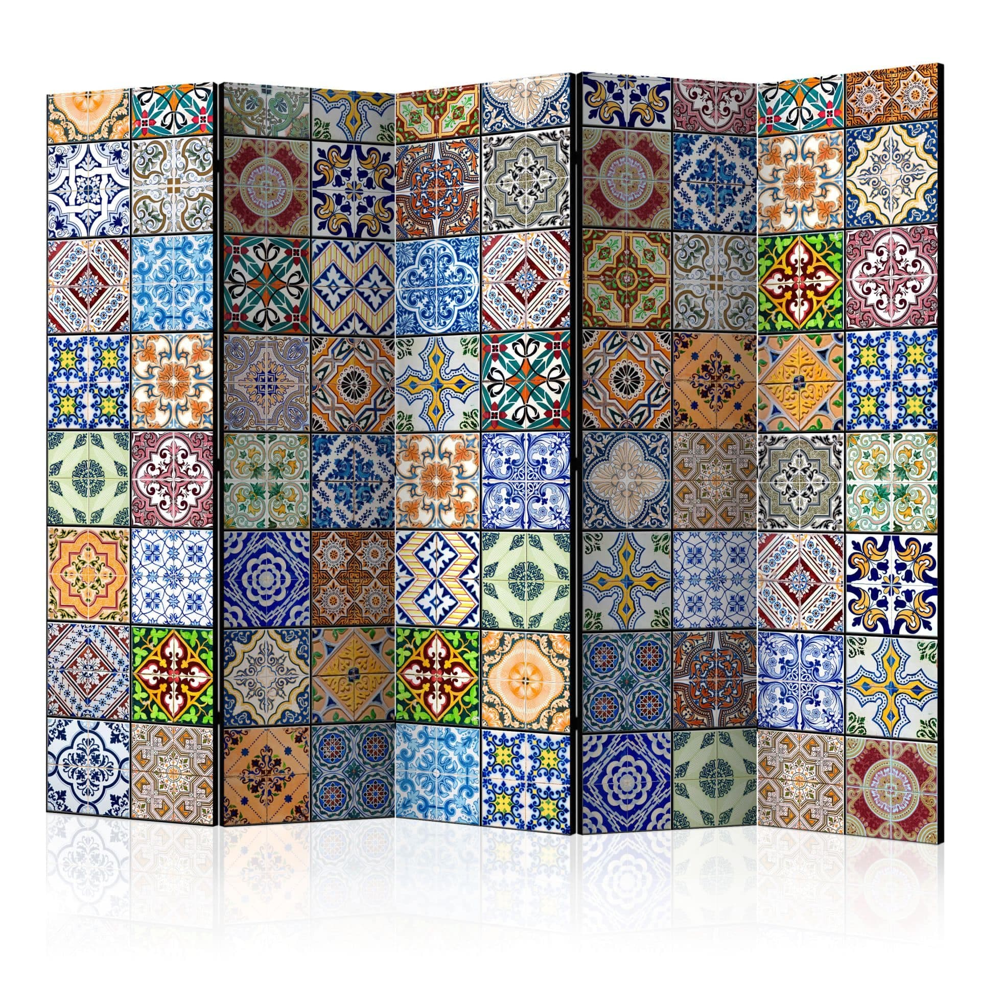 Schermo divisorio - Mosaico colorato, 5 pezzi - 225x172 cm