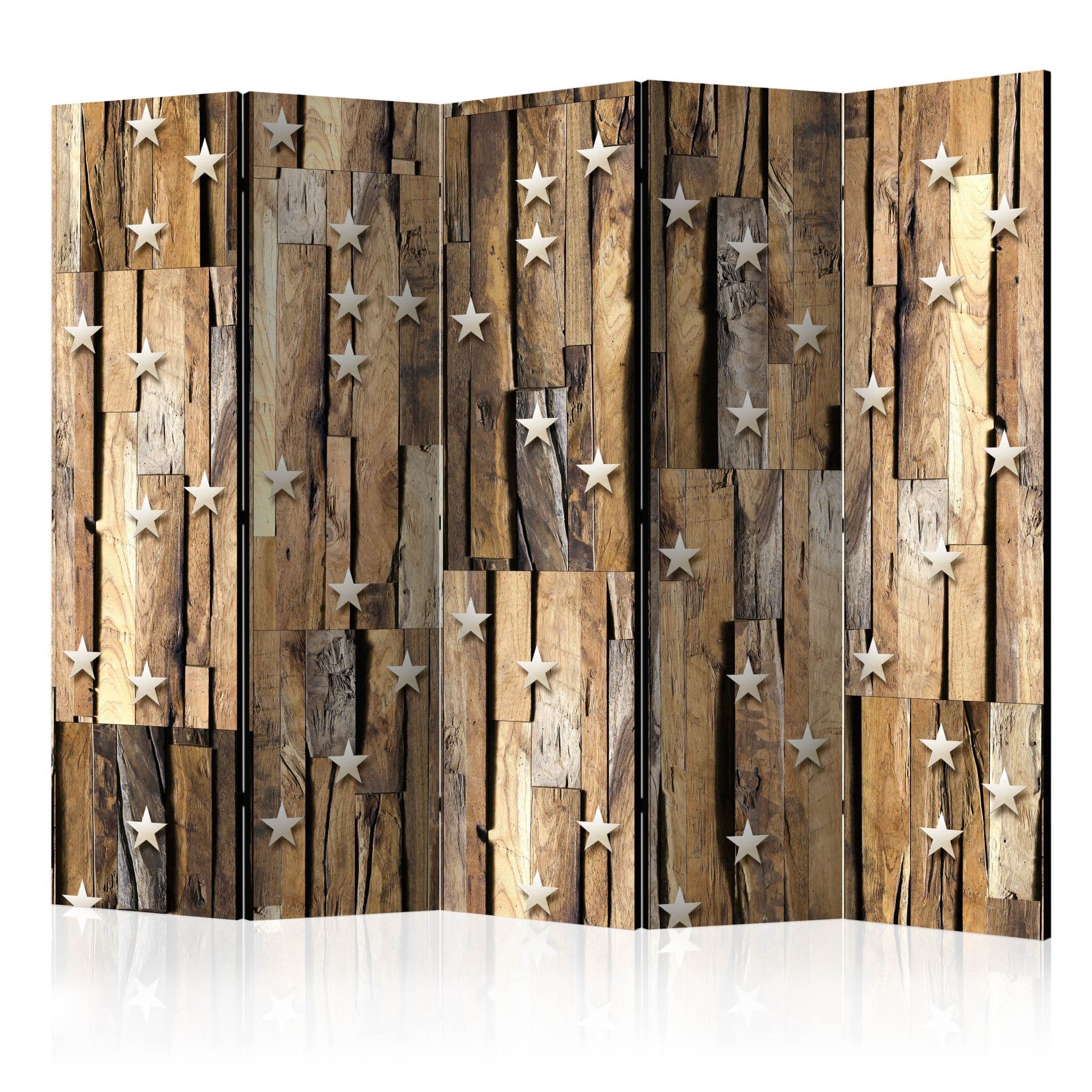 Schermo divisorio - Costellazione in legno, 5 pezzi - 225x172 cm