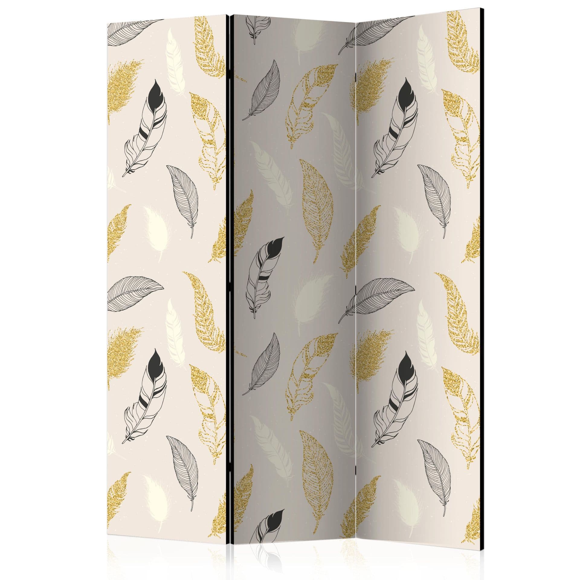 Schermo divisorio - Piume d'oro, 3 pezzi