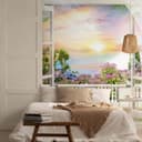Fotomurale tramonto, balcone, natura grafica opaca in grigio 2,70 x 2,12 m