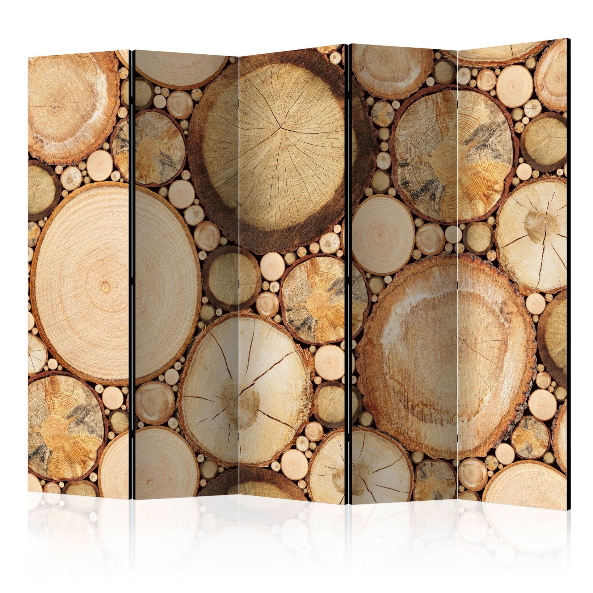 Divisorio per sala - Venature del legno, 5 pezzi - 225x172 cm