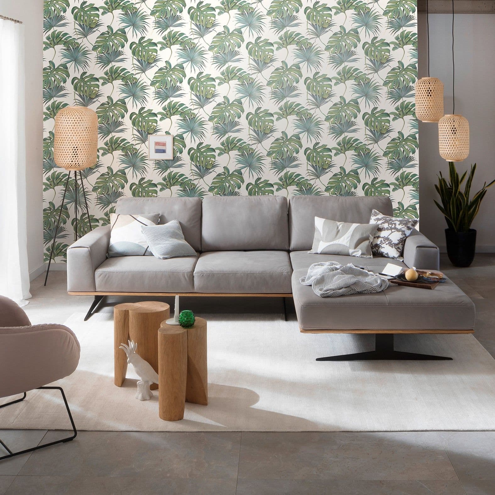 behang Vliesbehang SCHÖNER-WOHNEN, bloemenbehang wit, groen