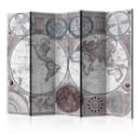 Divisorio per sala - Mappamondo - Globo terrestre, 5 pezzi - 225x172 cm