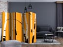 Schermo divisorio - Betulle su sfondo arancione, 3 pezzi