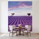 Fotomurale paesaggio, campi natura grafica opaca in viola per soggiorno 2,70 x 2,12m