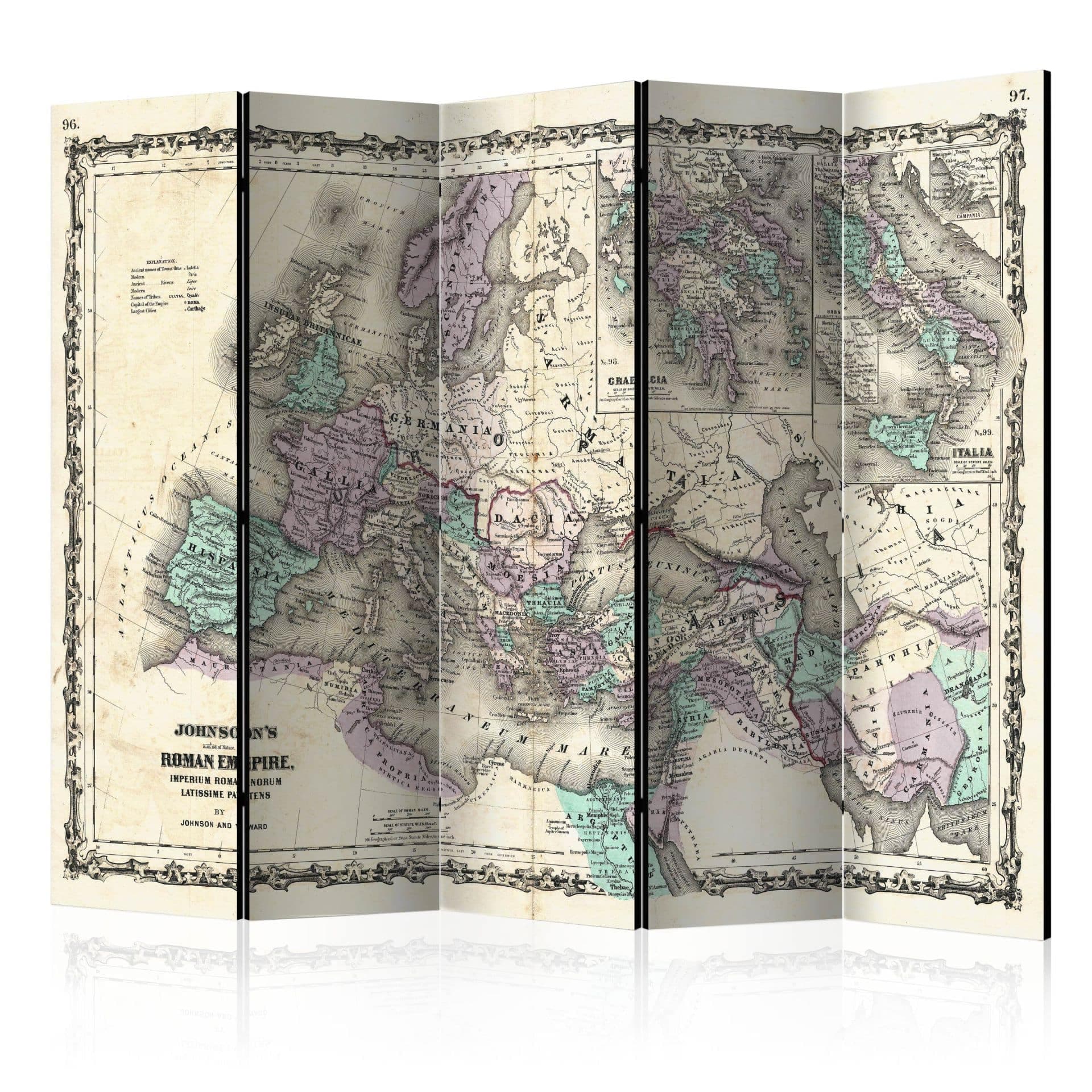 Divisorio - Mappa del mondo - Odissea romana, 5 pezzi - 225x172 cm
