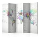 Divisorio - Mappamondo su sfondo bianco, 5 pezzi - 225x172 cm