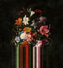 Fotomurale Barocco natura morta bouquet di fiori su sfondo scuro 3,4 x 3,18 m