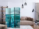 Divisorio per sala - Idillio blu turchese, 3 pezzi - 135x172 cm