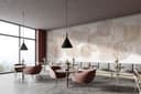 Fotomurale Beige Astrazione con punti e forme organiche 2,7 x 2,12 m